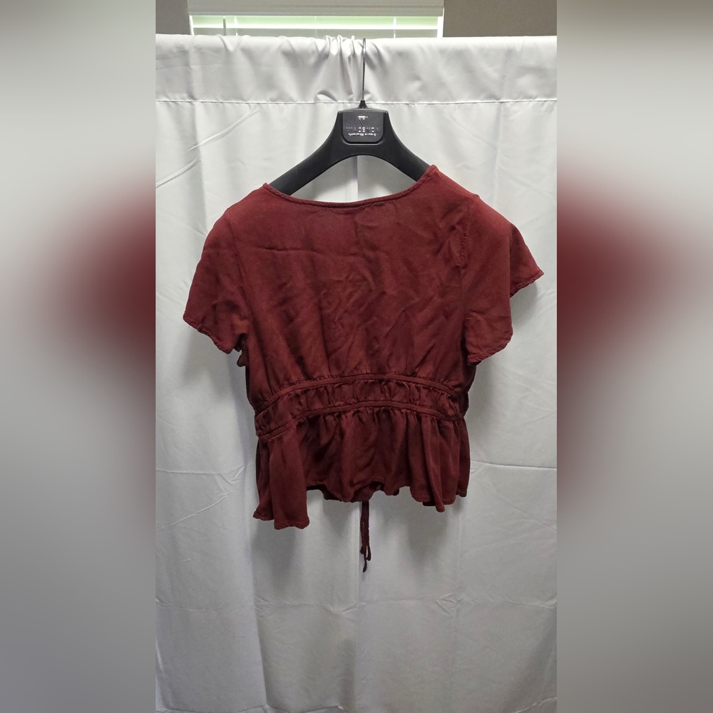 Torrid Maroon Button-Front Blouse - Picture 2 of 3